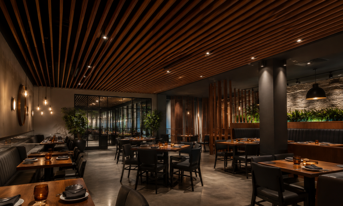 Walnut Veneer Ceiling Baffles