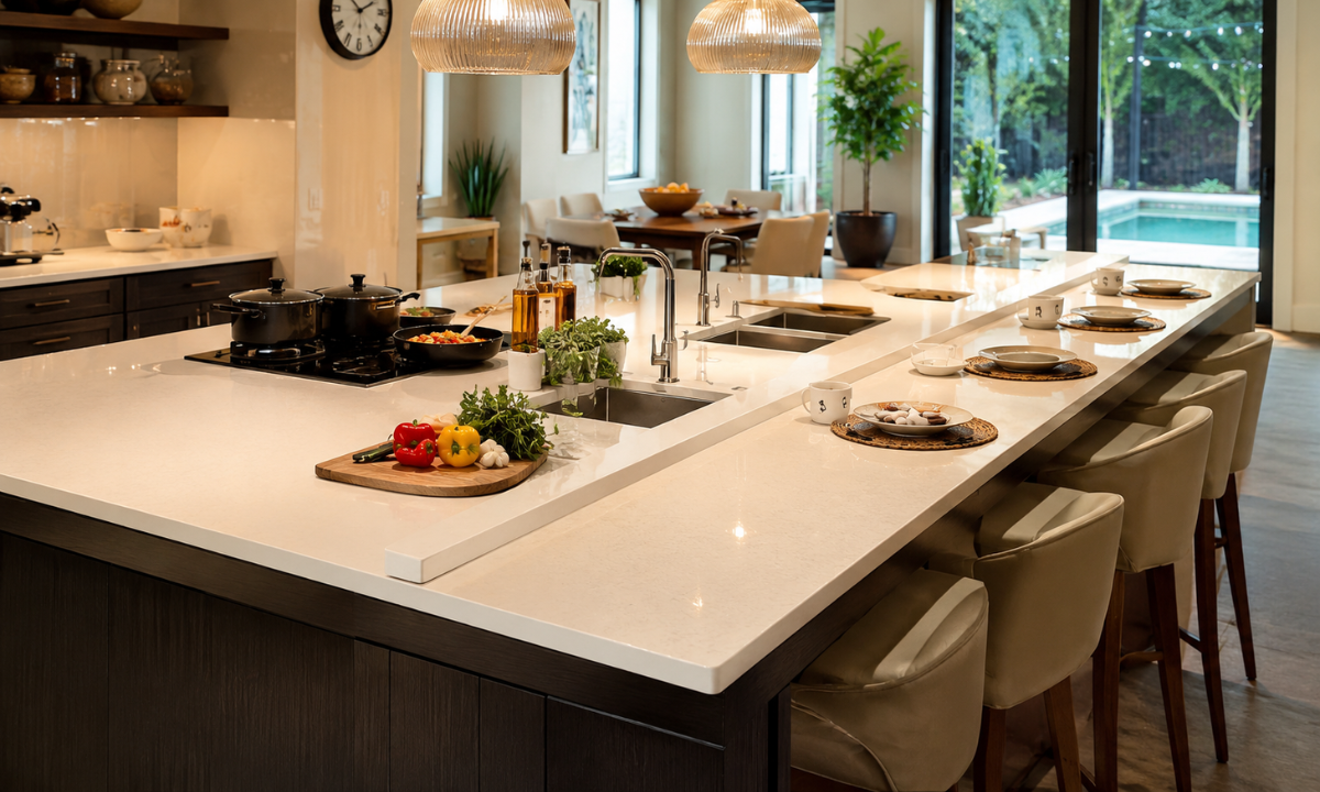 Dual-Zone Quartz Breakfast Bar