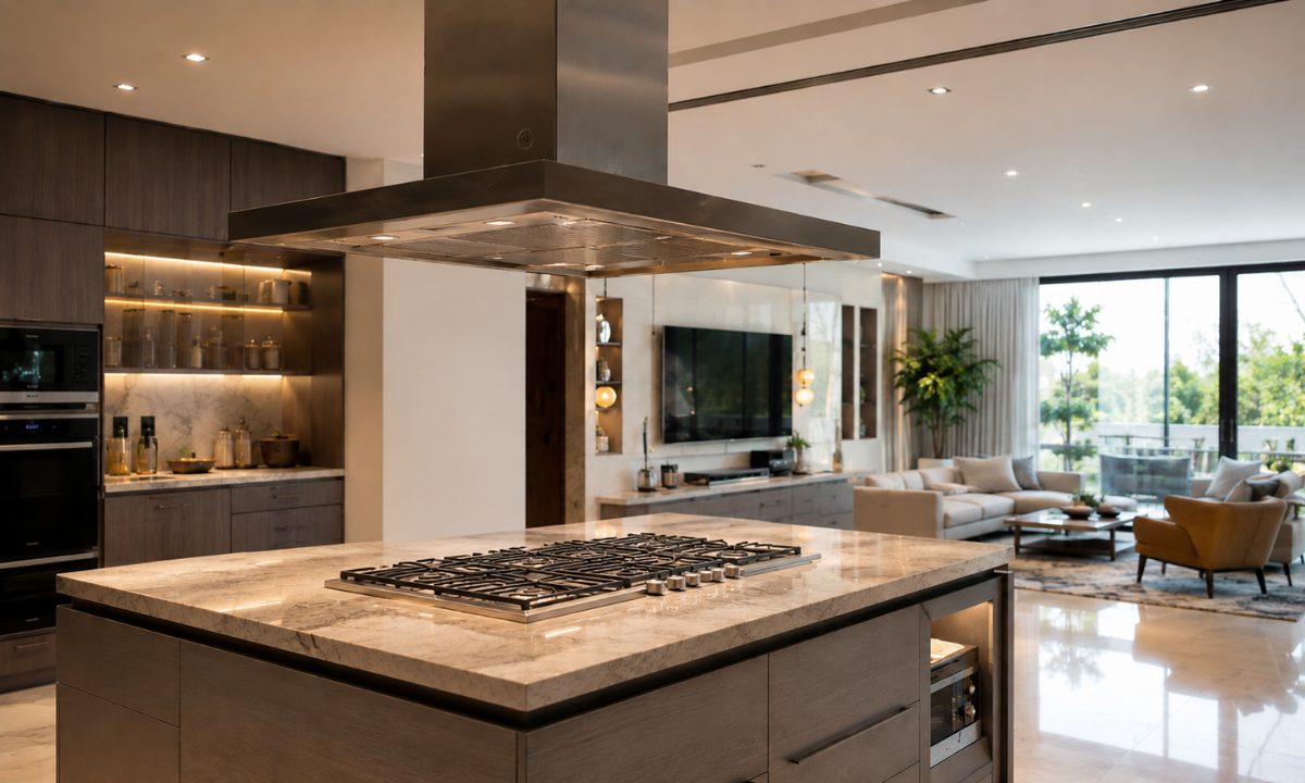 Cooking Island with Overhead Canopy
