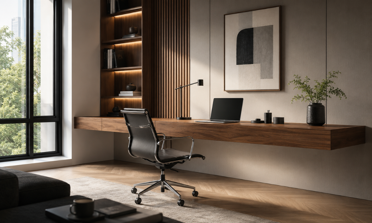 Floating Hardwood Desks