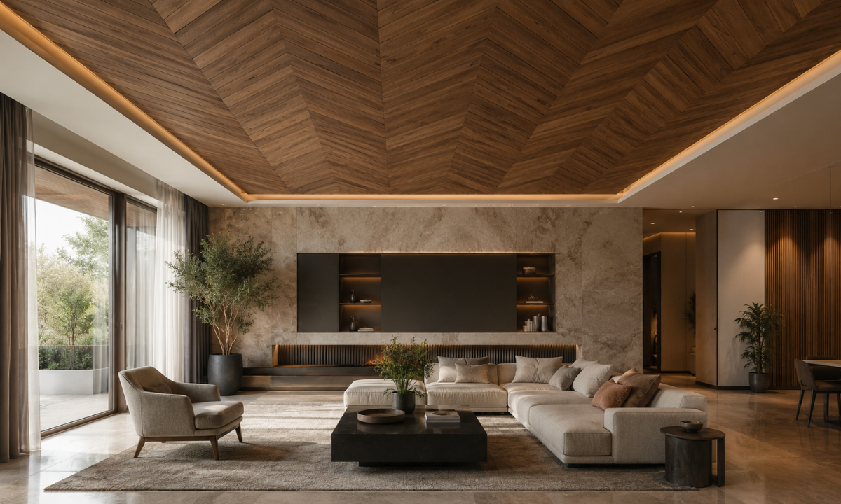 Chevron Smoked Oak Ceiling Rails