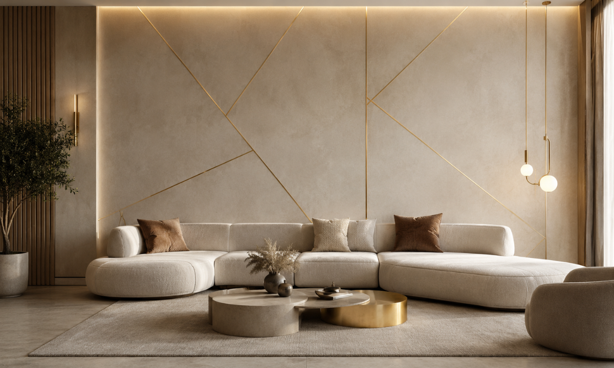 Venetian Lime Plaster with Brass Inlay