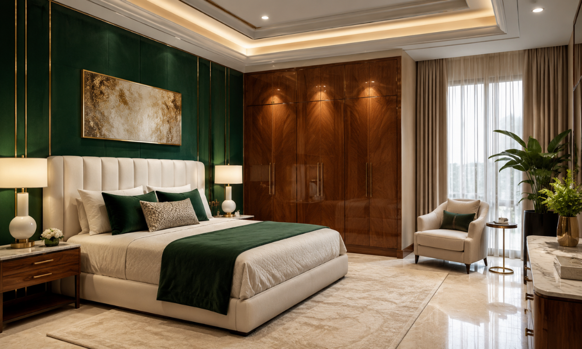 Emerald Green, Ivory & Teak