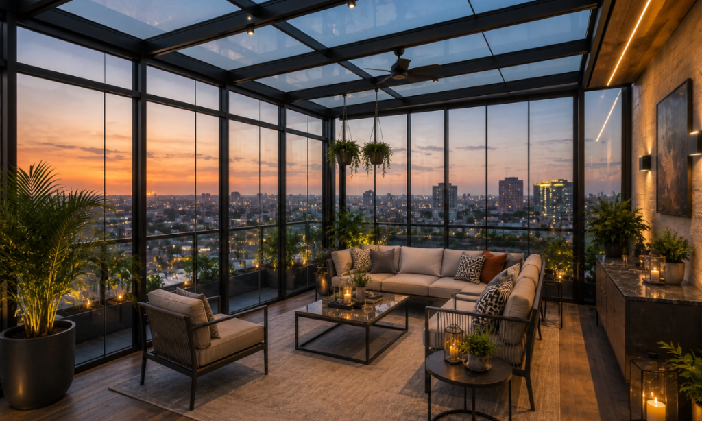 Glass-Enclosed Sky Lounge