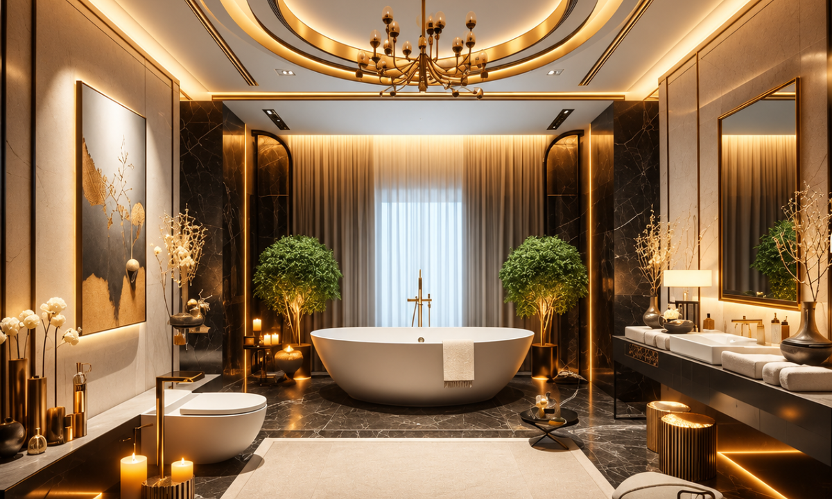 Luxury bathroom vanity designs with floating stone-top joinery