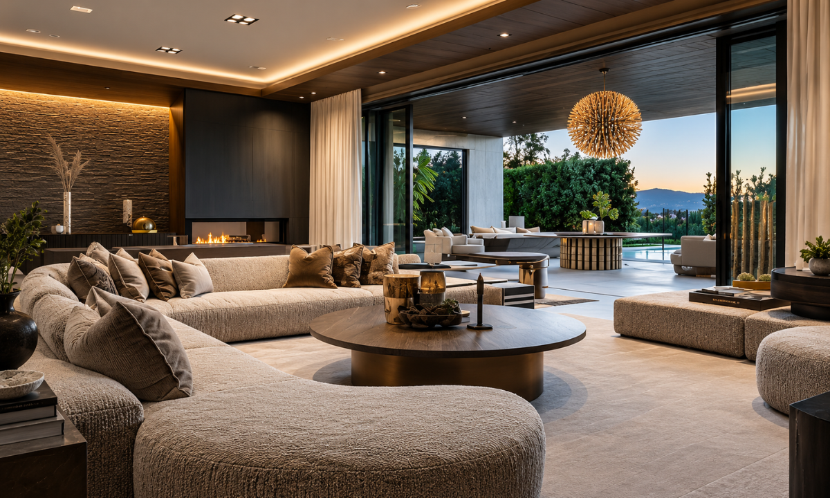 Furniture decoration in a luxury living room with statement pieces